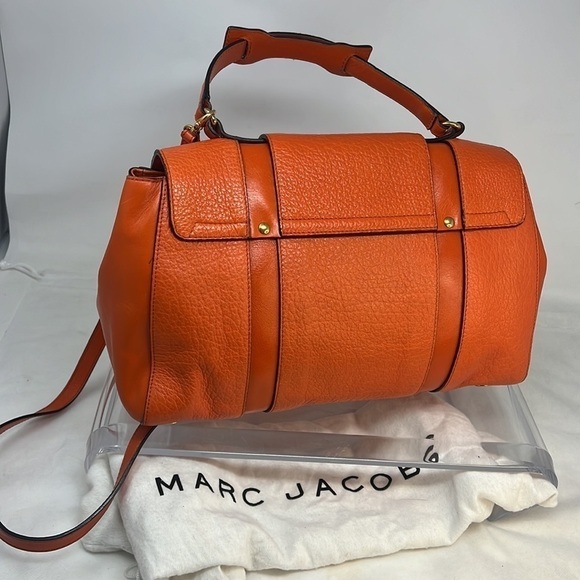 Marc Jacobs Orange Leather Thompson Top Handle Satchel w/detachable strap - Picture 5 of 15
